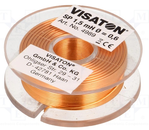 [H61269] Delefilterspole luft - 1,5mH, 1,65ohm, Ø43x14mm