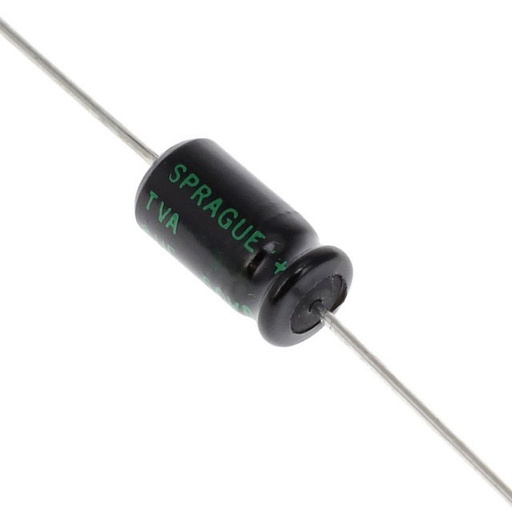 [H51876] 10uF / 50V vandret elektrolyt, Ø6,35x12,7mm (85°C)