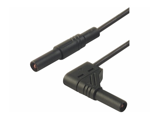 [H64680] Kontaktbeskyttet testledning, 2 x 4mm Banan, 16A, Sort (1m)