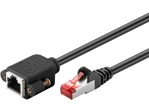 [H64534] CAT6 forlængerkabel - S/FTP, for montage, Sort (1m)