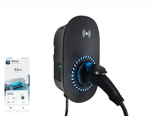 [H51984] Fullwatt Wallbox EV Lader, 22kW Type 2, Wi-Fi/BT, Sort