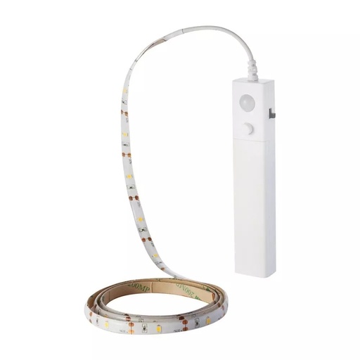 [4416-9484] V-Tac 2,4W/m LED strip med PIR sensor, batteri og stænktæt beskyttelse - 1m, 6V, IP65