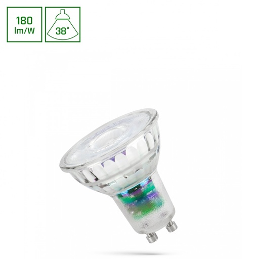 [31849-0] LED GU10 Pære 2,5W 230V Neutral Hvid Linse 38° A-klasse RA80 Spectrum 460lm