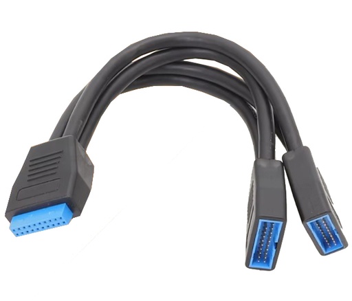 [H44427] USB 3.0 header splitter - 19P hun til 2 x 19P han (14,5cm)