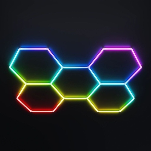 [29805-18990] Hexagon RGBIC 5 felter komplet sæt - 80W inkl. bluetooth controller og strømforsyning - 230V input