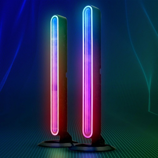 [31716-0] 2 stk. RGBIC uendelige ambient light bar - 28cm, Bluetooth, 5W, USB-opladning