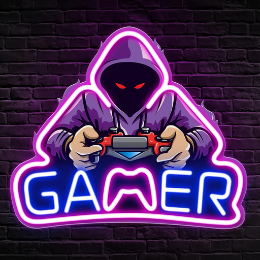 [31734-0] Neon gamer skilt med 5V USB-tilslutning