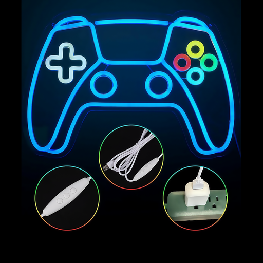 [31735-0] Neon Gamepad Skilt - Tilbehør til gaming med USB-indgang