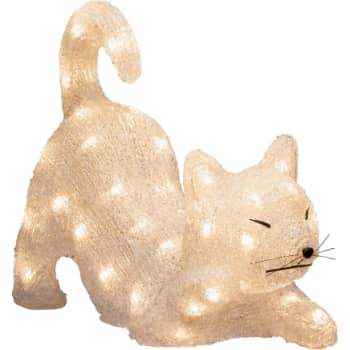 [6648703129] Konstsmide Liggende Kat i akryl, 48 varmhvide LED, højde 35 cm.