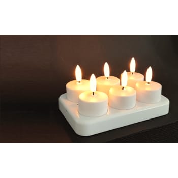 [6248006077] Genopladelige fyrfadslys 3D flamme inkl. doc lader sæt med 6 stk