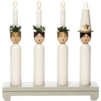 [6648706812] Elektrisk lysestage 4 lysegrå "Lucia"