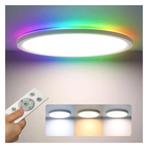 [31851-0] CCT loftlampe med RGBIC backlight - Ø30cm, 39W, Tuya, inkl. fjernbetjening - 230V, 2800lm