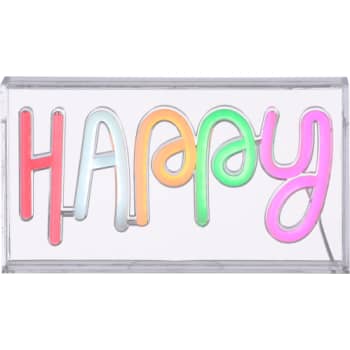 [6648002419] Happy neon skilt i acryl med led lyskilde og usb ladekabel
