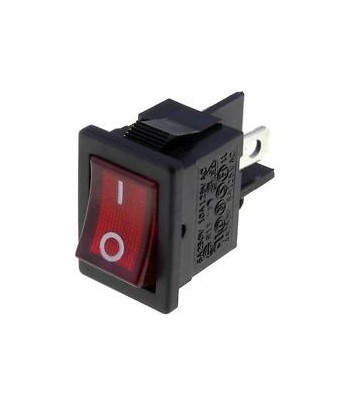 [H66067] Vippekontakt - 2P OFF-ON, rød neon 6A-250V, SORT I/O