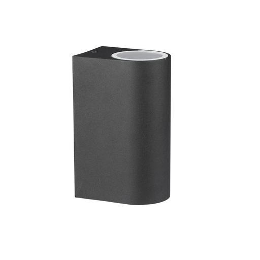 [26656-0] 2-vejs væglampe GU10 - rund, sort, aluminium, IP44 - Ideel til udendørs belysning