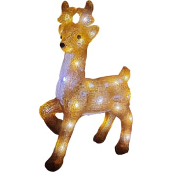 [6648002794] Akryl Rensdyr bambi - brun/hvid, 30 Hvide Led, IP44 trasnformer