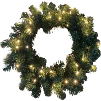 [6648002668] Grankrans Ø40 cm, 40 varm hvide led, IP44 batteriboks med timer