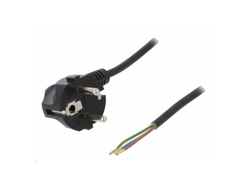 [H16207] Strømkabel - 90° CEE7/7 til løs ende, 3x0,75mm², Sort (1m)