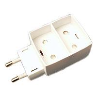 [153371] Dobbeltstik hvid 2 flade udtag 250V 10A