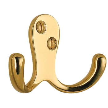 [930234067] Dobbelt krog, poleret messingfinish, højde 44 mm