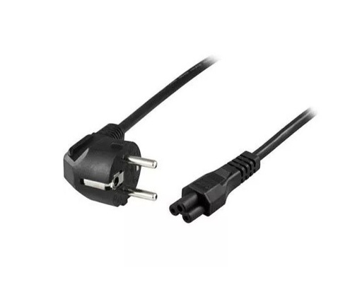 [H63095] Strømkabel - CEE7/7 90° han > C5 (Mickey Mouse), Sort (5m)