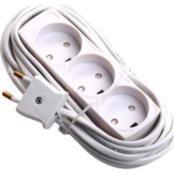 [6228220077] 3-Stikdåse U/J med 5M ledning hvid