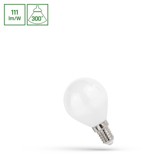 [29321-0] LED kugle P45 E14 5,5W - 230V, varm hvid mælkeagtig belysning - Spectrum