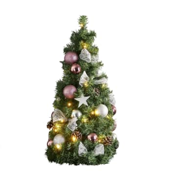 [6248004163] Star Trading Noel Juletræ med Rosa Pynt Og LED lys