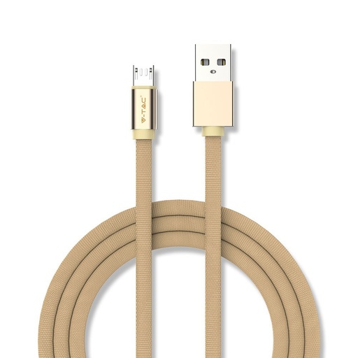 [25277-0] 1m Micro USB Fletkabel - Guld, Bomuldsstof, Ruby Serie