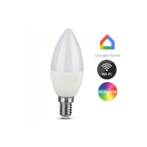 [3284-8558] V-Tac 5W Smart Home LED pære - Tuya/Smart Life, kompatibel med Google Home, Alexa og smartphones, E14