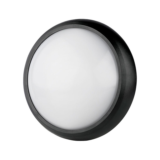 [24859-16976] 12W Sort IP54 Dome Lys - 3000K, Fuld Rundet, Husmonteret, 840lm, RA70