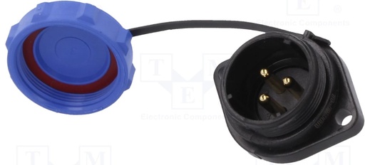 [H61209] SP21 fatning - 3P han, 4mm², 30A, flange +hætte (IP68)