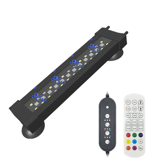 [31870-0] 20cm RGB+NW Akvarie Armatur med Luftpumpe Tilslutning - 8W, IP68, 230V - Ideel til Farverigt og Naturligt Lys i Dit Akvarium