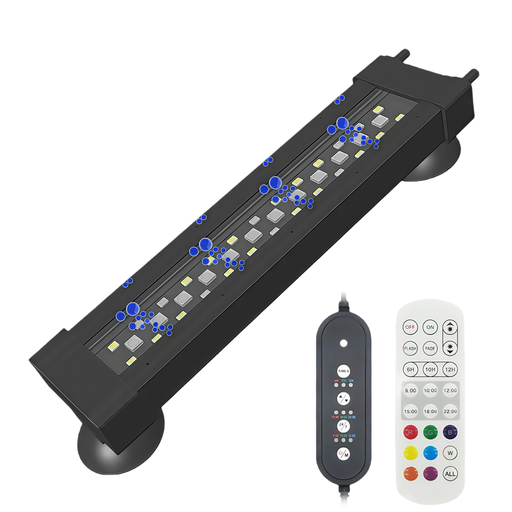 [31871-0] 30 cm RGB+NW Akvarie Armatur - 10W, IP68, Kan Tilsluttes Luftpumpe