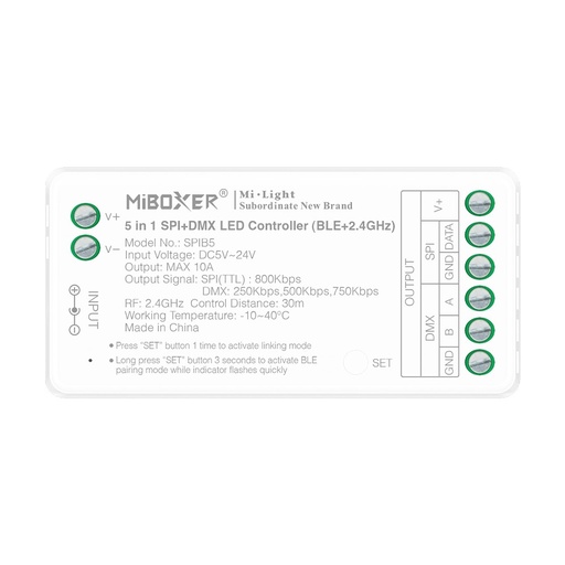 [31882-0] 5i1 løbelys Bluetooth+DMX strip controller - RF, 12V/24V, RGB+CCT