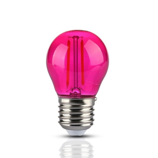 [3560-8841] V-Tac 2W Pink LED Kronepære med E27 Fatning - Erstatter 10W, 230V, 60lm, RA80