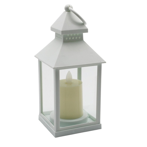[32494-19556] LED lanterne med flammeeffekt - Hvid firkantet batteri IP54 indendørs/udendørs - 1W 100lm RA80 IP54
