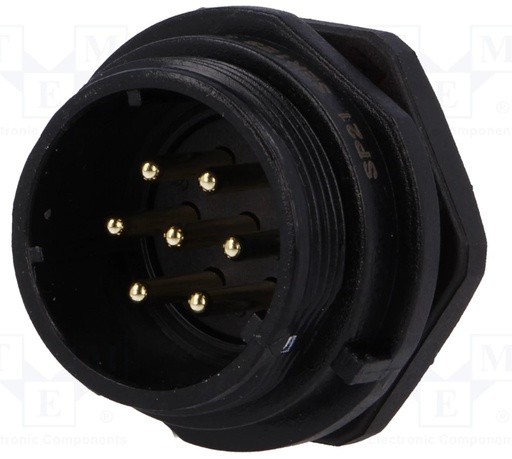 [H61177] SP21 fatning - 7pol han, 1,5mm², 15A, kabinet (IP68)