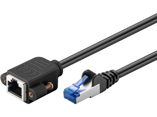[H64540] CAT6a forlængerkabel - S/FTP, for montage, Sort (1m)