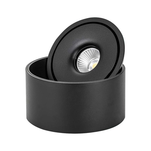 [26525-18229] 30W LED nedadrettet lys - Flad, COB, monteret, 3i1, sort hus, 28W effekt, 2500lm, RA90.