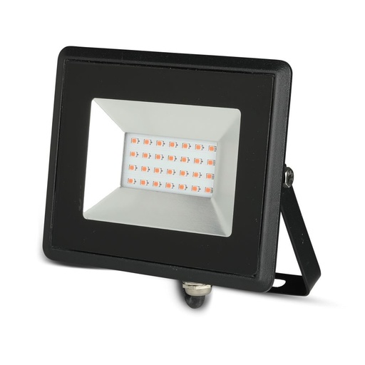 [25193-17195] 20W LED-projektør i sort hus med rødt lys - Effekt: 20W, RA70, IP65 - Vejr- og støvtæt design til udendørs brug