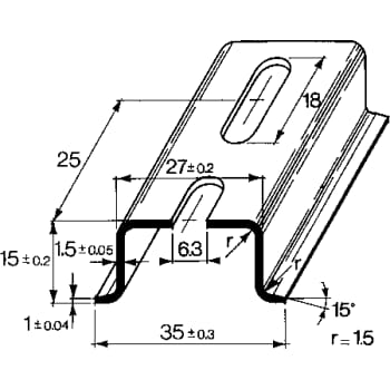 [7921900075] Dinskinne TS 35x15 mm med hul