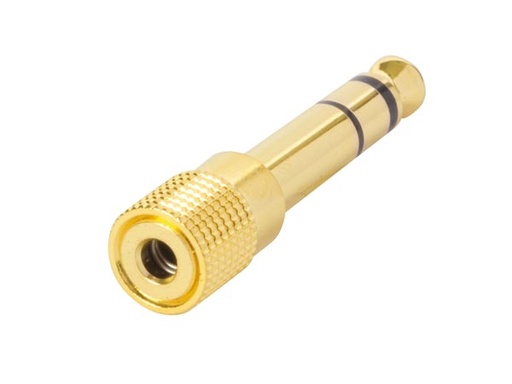[H47661] 6,35mm stereo JACK han til 3,5mm stereo JACK hun, forgyldt