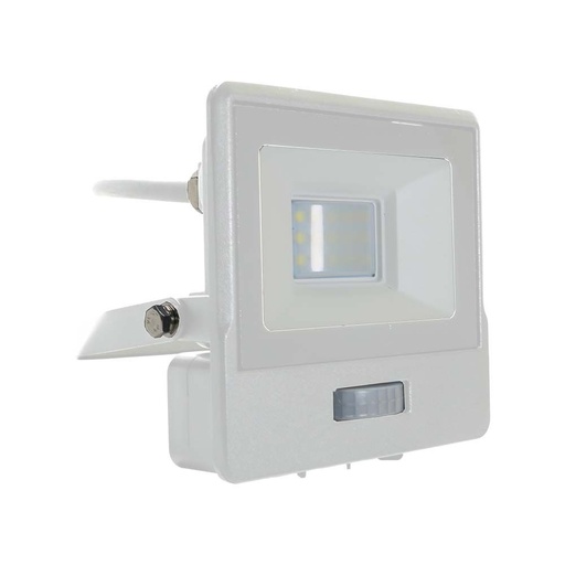 [25450-17326] 10W Projektør med PIR Sensor og Samsung Chip i Hvid Hus, 4000K, 1m Kabel