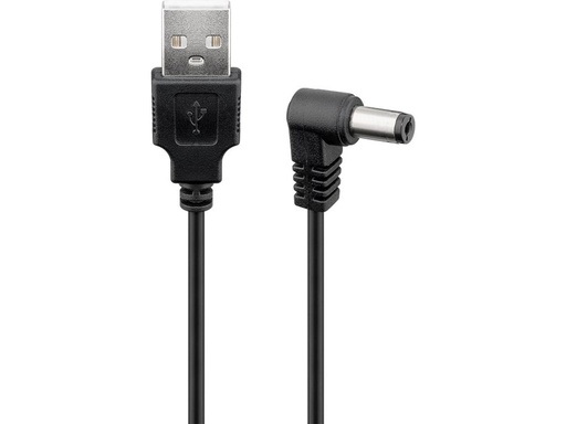 [H61701] USB strømkabel - USB-A han til 5,5x2,5mm DC han, Sort (0,5m)