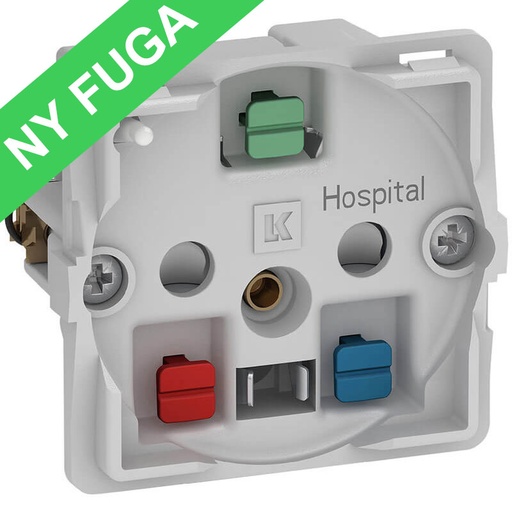 [1017058507] Fuga stikk. hospital 2-pol m/jord og LED lampe