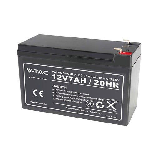[31930-0] 7Ah blysyrebatteri med 5 års producentgaranti - V-Tac Pro serie