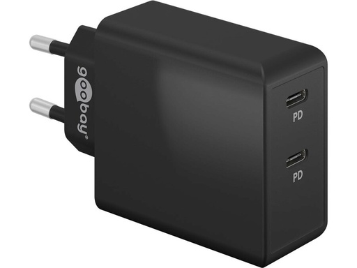 [H62049] USB-C PD netadapter - 2xUSB-C, 36W/3A, Sort