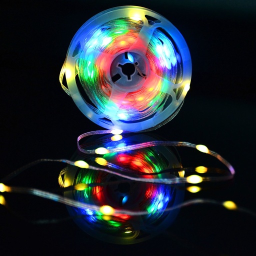 [32592-0] 5 m RGBIC LED lyskæde med 50 LED, klar ledning, fjernbetjening og bluetooth - 230V