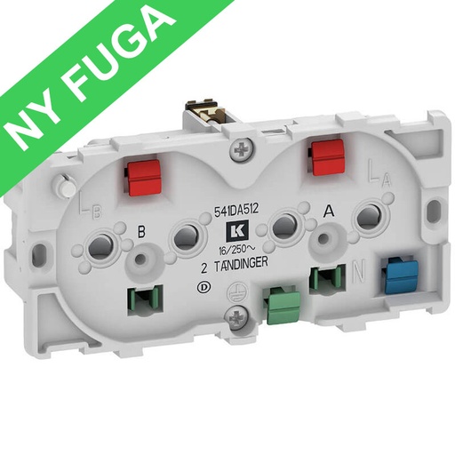 [1017058743] Fuga dob. stikk. 2 tændinger 2-pol m/jord og LED